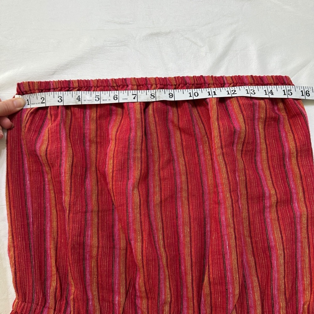 Drew Anthropologie Strapless Jumpsuit Womens M Red Striped Linen Blend Tulip Leg - Picture 4 of 11
